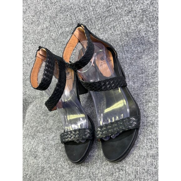 White Mountain Womens 9.5M black Sundown Leather Open Toe Casual Ankle Strap 2" - Picture 13 of 16